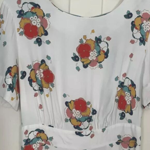 Boden Ivory Women Blooming Bouquet Ruth Midi Floral Spring Dress Side Pockets 4 - Picture 9 of 9